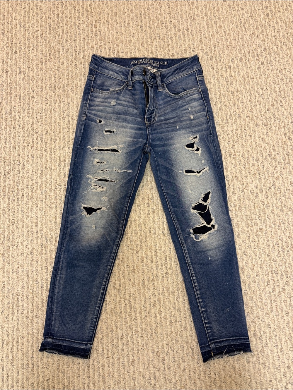 American Eagle Outfitters High-Rise Ripped Skinny Jeans - Blue